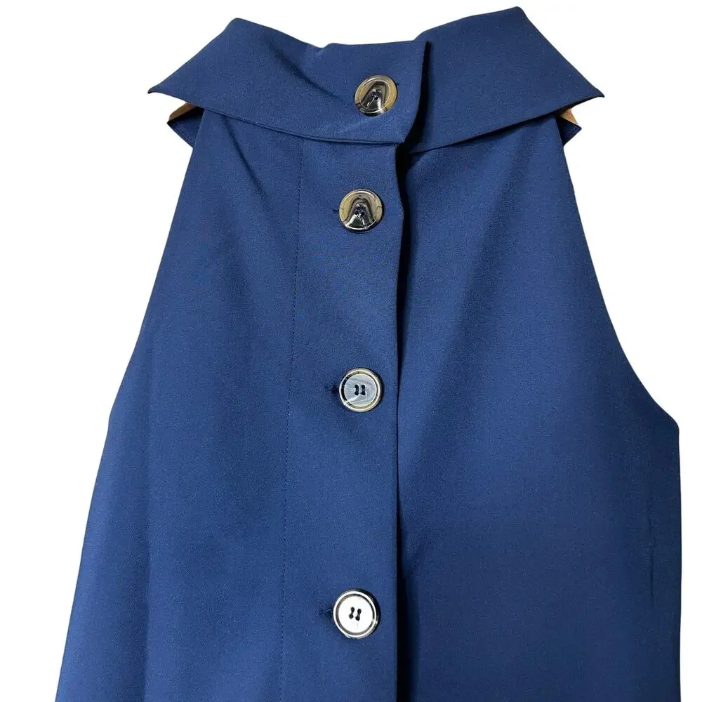 Sail to‎ Sable STS Dress Sz XS Vintage 50s 60s Inspired Trapeze Navy Blue Button